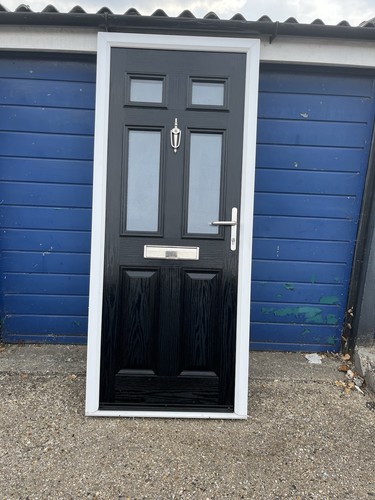 Black composite door - black,