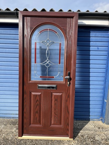 Brown composite front door - front,