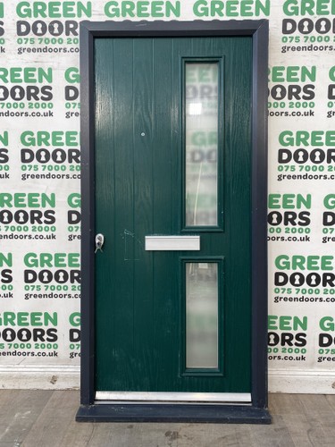 Green composite entrance door - composite,