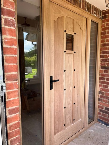 Solid oak front door - front, and