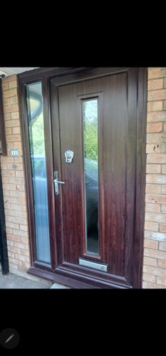 Brown composite front - door, w/